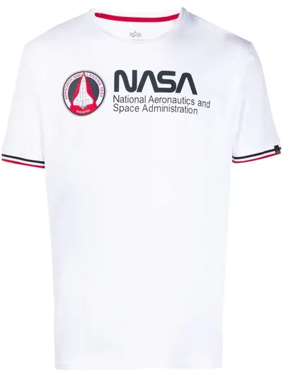 Alpha Industries Nasa Logo Print T-shirt In White