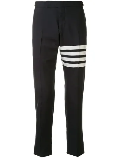 Thom Browne Navy 4-bar Backstrap Trousers In Blue