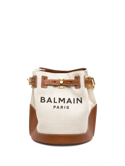 Balmain B-belted 27 Bucket Bag In Brown