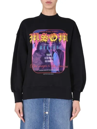 Msgm Dario Argento Quote Sweatshirt In Black