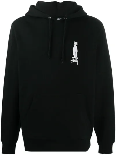 Stussy Logo Print Hooded Sweatshirt In Black