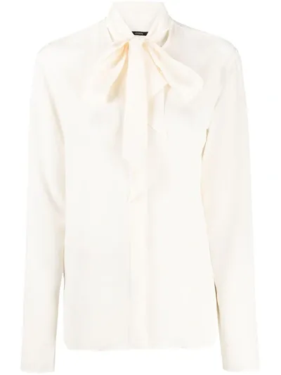 Joseph Branca Pussy-bow Silk Crepe De Chine Blouse In White