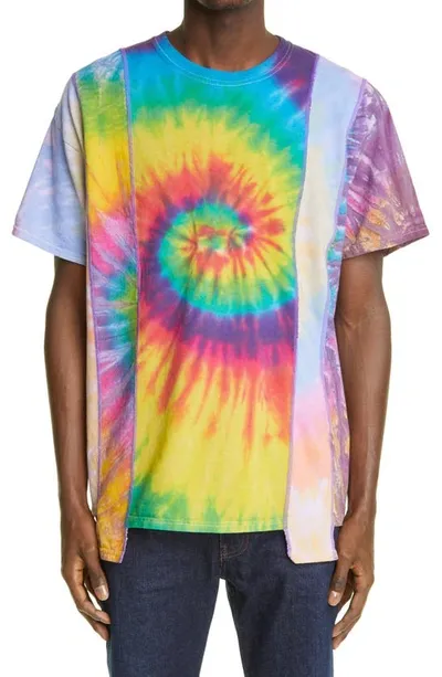 Needles Tie-dye Print Contrast Panel T-shirt In Blue