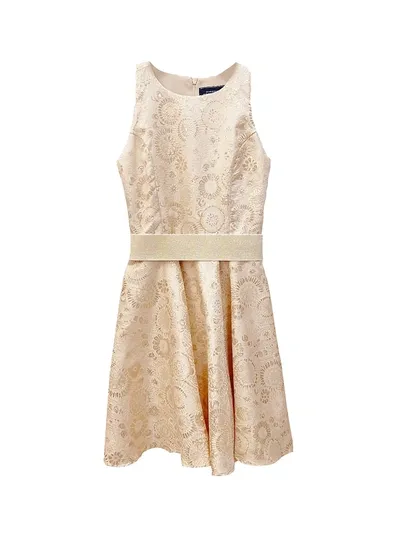 Un Deux Trois Kids' Girl's Jacquard Racerback Dress In Ivory