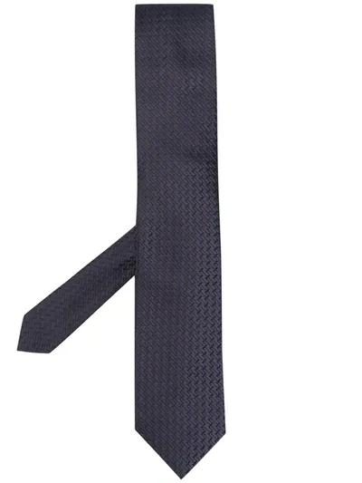 Tom Ford Zigzag Silk Tie In Blue