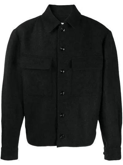 Lemaire Pointed Collar Shirt Jacket In Black