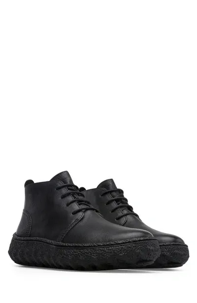 Camper Men Ground Leather Desert Boot In Schwarz