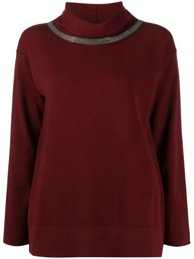 Fabiana Filippi Roll Neck Jumper With Metallic Detail In Red