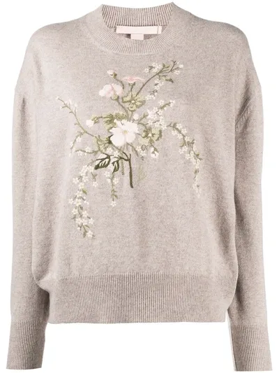 Brock Collection Floral Print Round-neck Sweatshirt In Neutrals