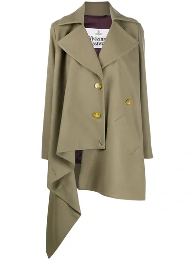 Vivienne Westwood Asymmetric Single-breasted Coat In Green