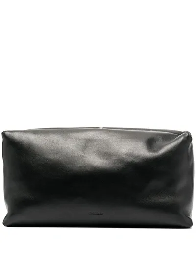 Jil Sander Padded Design Clutch Bag In Black