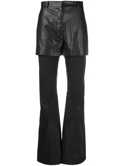 Hyein Seo Layered Flared Trousers In Black