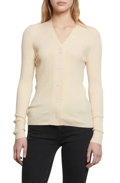 Sandro Gabrielle Ribbed-knit Cardigan In Ecru