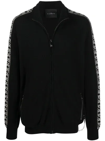 John Richmond Logo Tape Wool Cardigan In Black