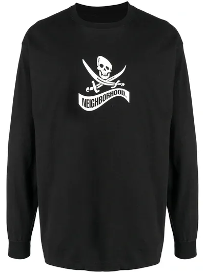 Neighborhood Logo-print Long-sleeve Sweatshirt In Black