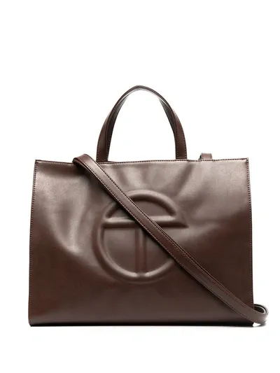 Telfar Logo-embossed Tote Bag In Brown