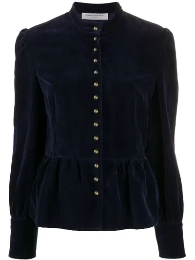 Philosophy Di Lorenzo Serafini Puff Sleeve Fitted Jacket In Blue