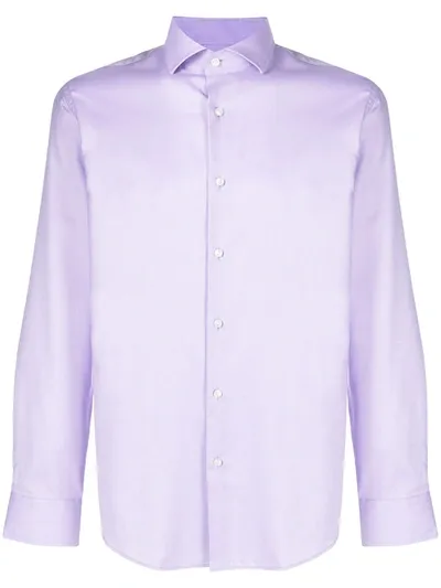 Hugo Boss Long-sleeve Cotton Shirt In Purple