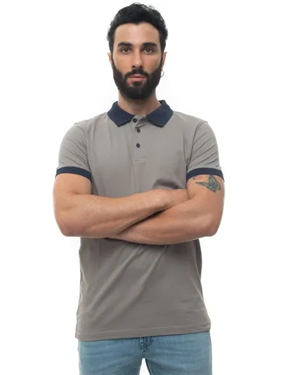 Andrea Fenzi Short Sleeve Polo Shirt In Beige-blu