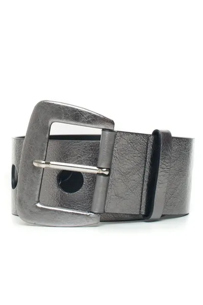 Pennyblack Segno Flat Buckle Belt Silver Leather Woman