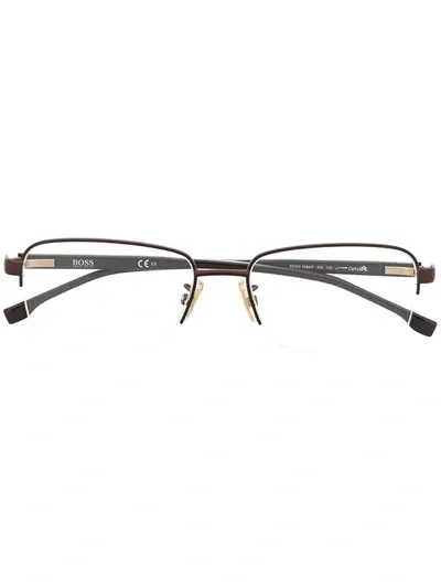 Hugo Boss Rectangle-frame Glasses In Brown