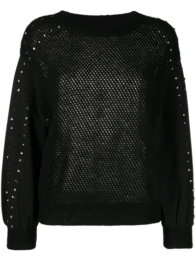 Liu •jo Embellished Long-sleeved Jumper In Black