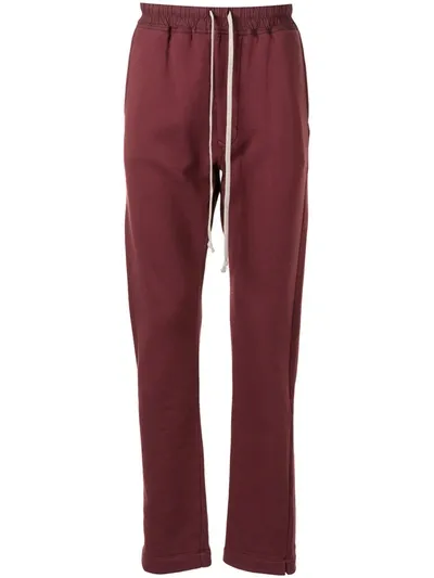 Rick Owens Drkshdw Drawstring Cotton-jersey Track Pants In Red