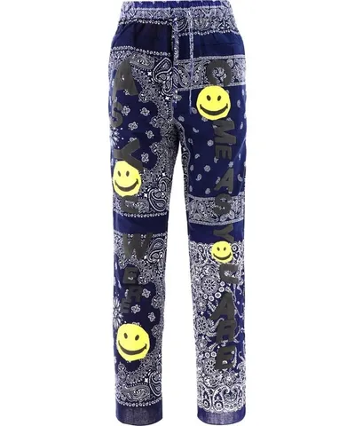 Readymade Sleeping Patchwork Printed Trousers In Navy Blue