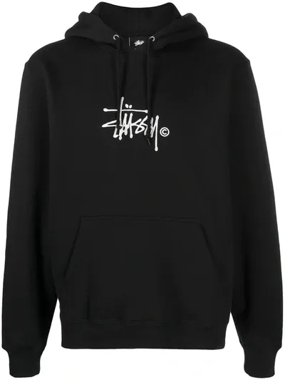 Stussy Stock App. Embroidered Logo Hoodie In Black