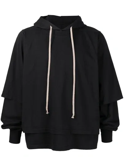 Rick Owens Drkshdw Layered-effect Hoodie In Black