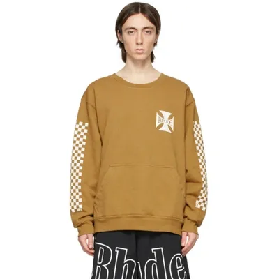 Rhude Tan Classic Checkers Sweatshirt In Neutrals