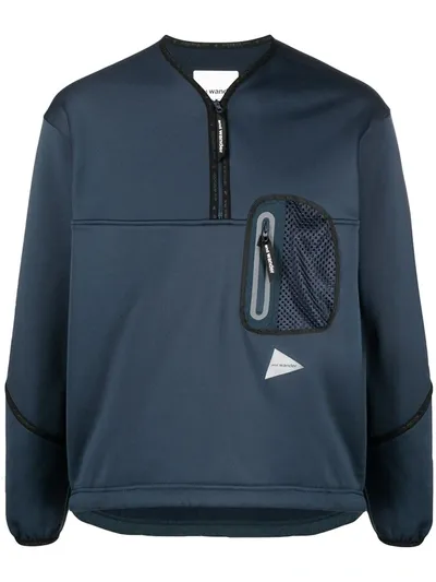 And Wander Quarter-zip Sweatshirt In Blue