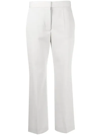 Stella Mccartney Grey Straight-leg Cropped Wool Trousers In White