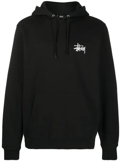 Stussy Classic Logo Print Hoodie In Black