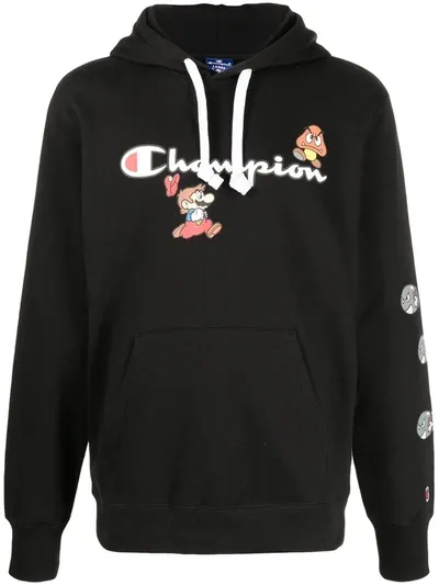 Champion Logo-print Hoodie In Black