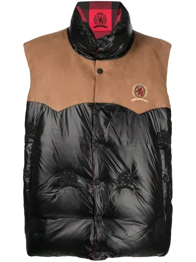 Tommy Hilfiger Reversible Padded Gilet In Brown