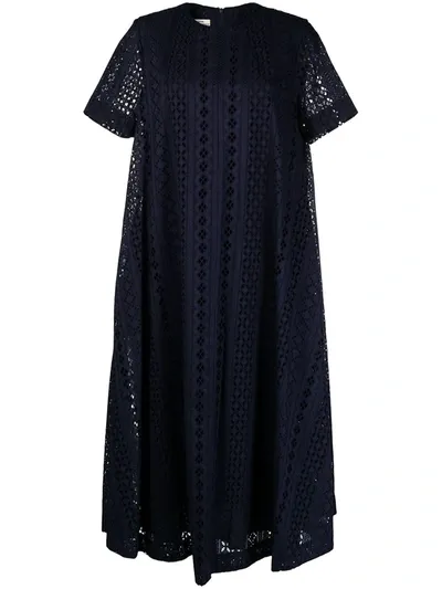 Baum Und Pferdgarten Embroidered Short-sleeved Maxi Dress In Blue