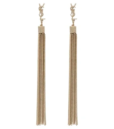 Saint Laurent Loulou Chain Tassel Earrings In Gold