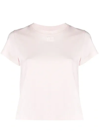 Alexander Wang T Logo-embroidered Short-sleeved T-shirt In Pink