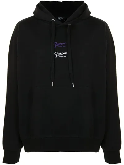 Five Cm Graphic-print Cotton Hoodie In Black