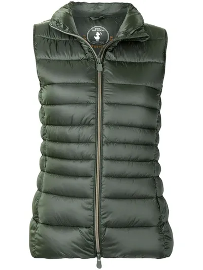 Save The Duck Padded Zip-up Gilet In Green