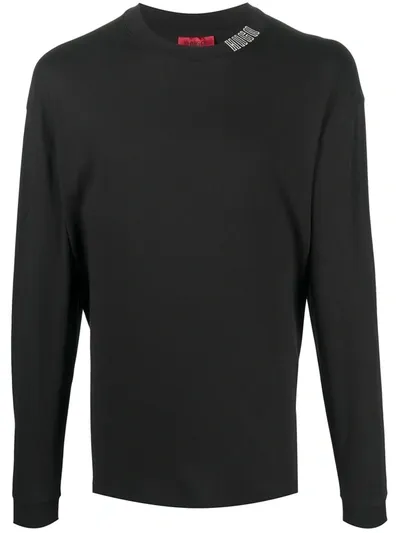 Hugo Dotch Longlseeved Cotton T-shirt In Black