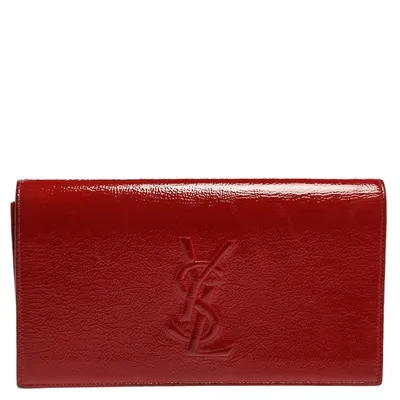 Pre-owned Saint Laurent Red Patent Leather Belle De Jour Flap Clutch