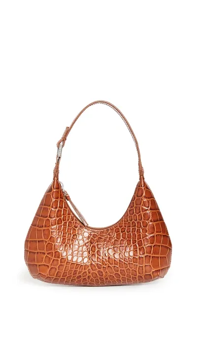 By Far Baby Amber Circular Croco Shoulder Bag In Tan