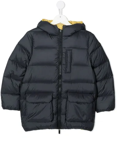 Il Gufo Kids' Hooded Puffer Jacket In Blue