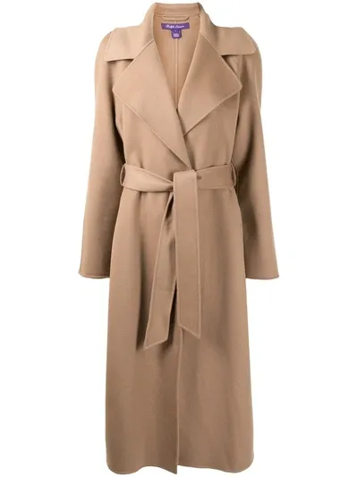 Ralph Lauren Belted Trench Coat In Brown