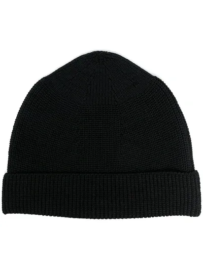 Snow Peak Knit Beanie Hat In Black