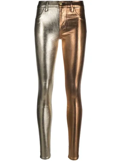 J Brand Metallic Skinny-cut Trousers In Gold