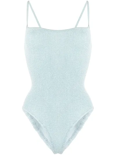 Hunza G + Net Sustain Pamela Seersucker Swimsuit In Sky Blue