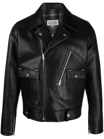 Maison Margiela Polished-finish Leather Jacket In Black